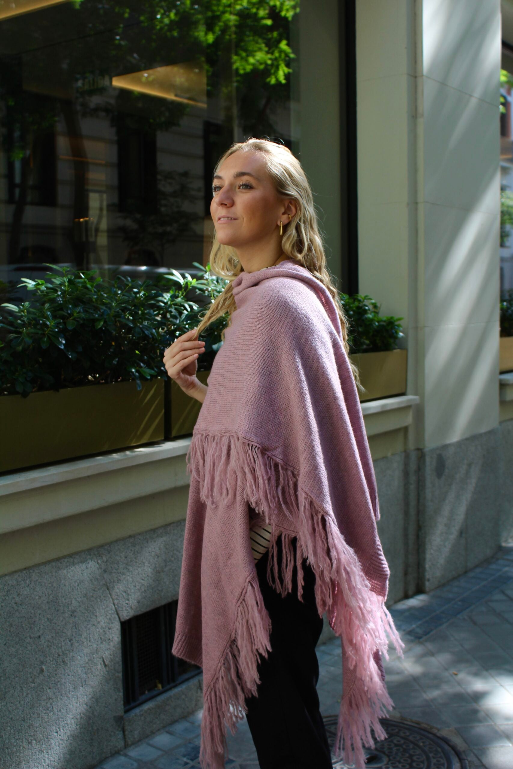 Chal de lana Outlander - Rosa Malva