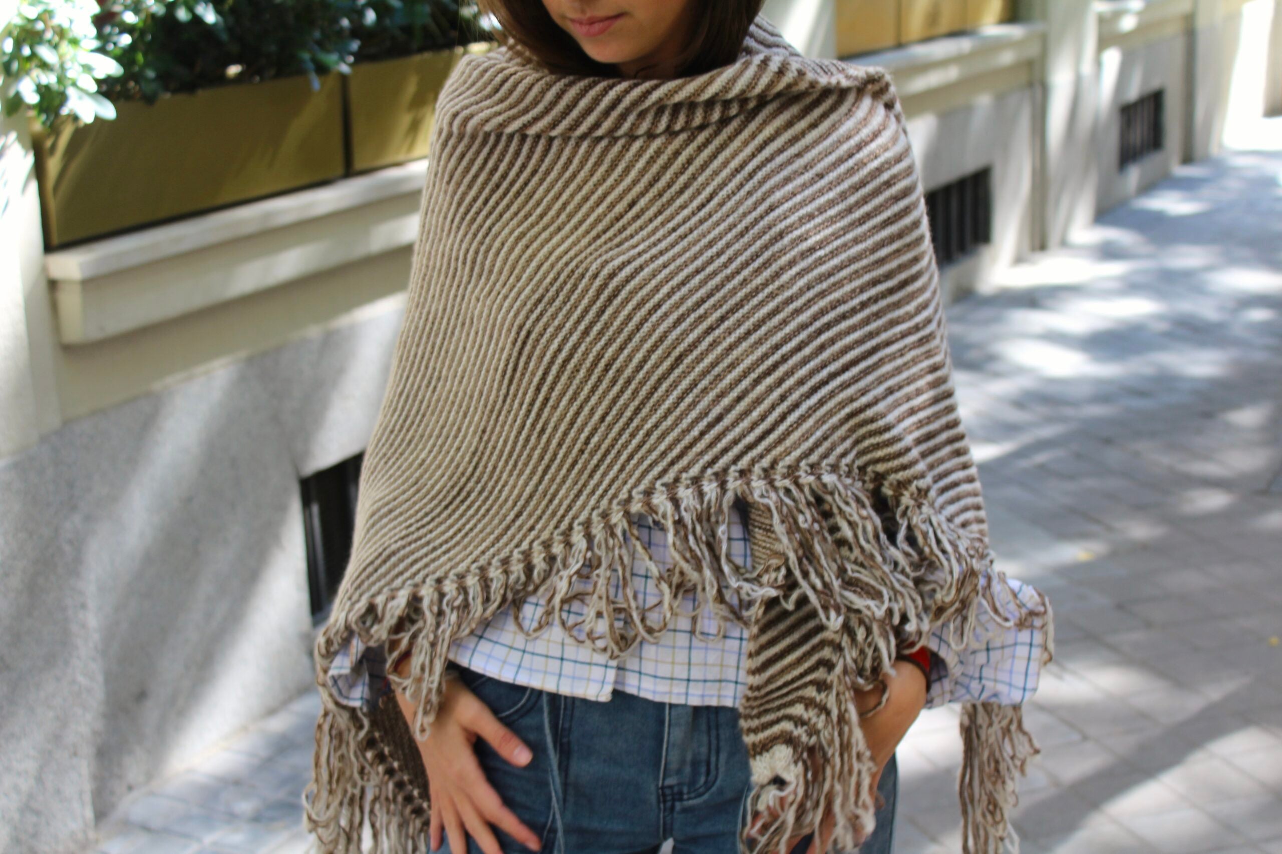 Chal de lana Balmoral - Beige y Marrón