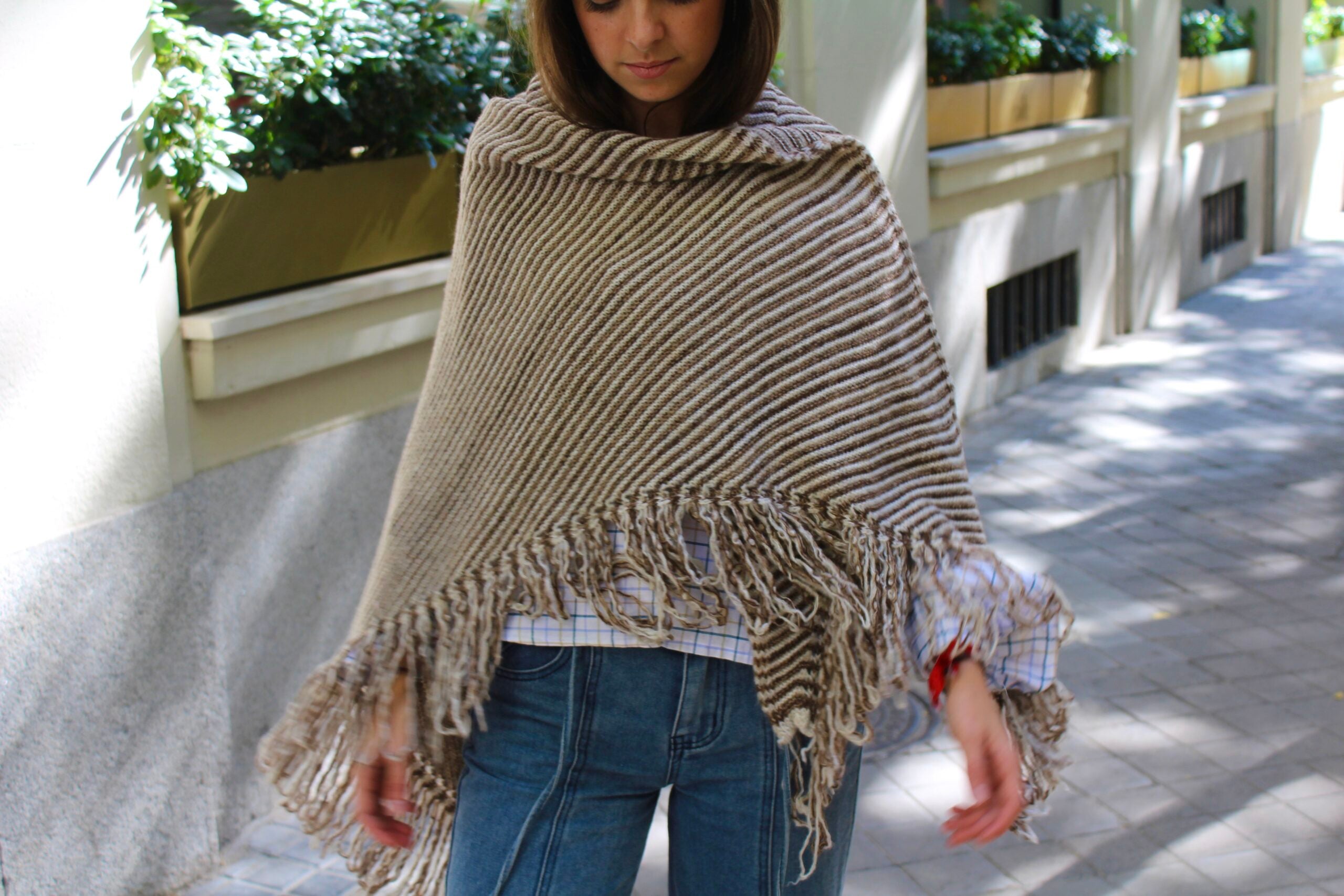 Chal de lana Balmoral - Beige y Marrón