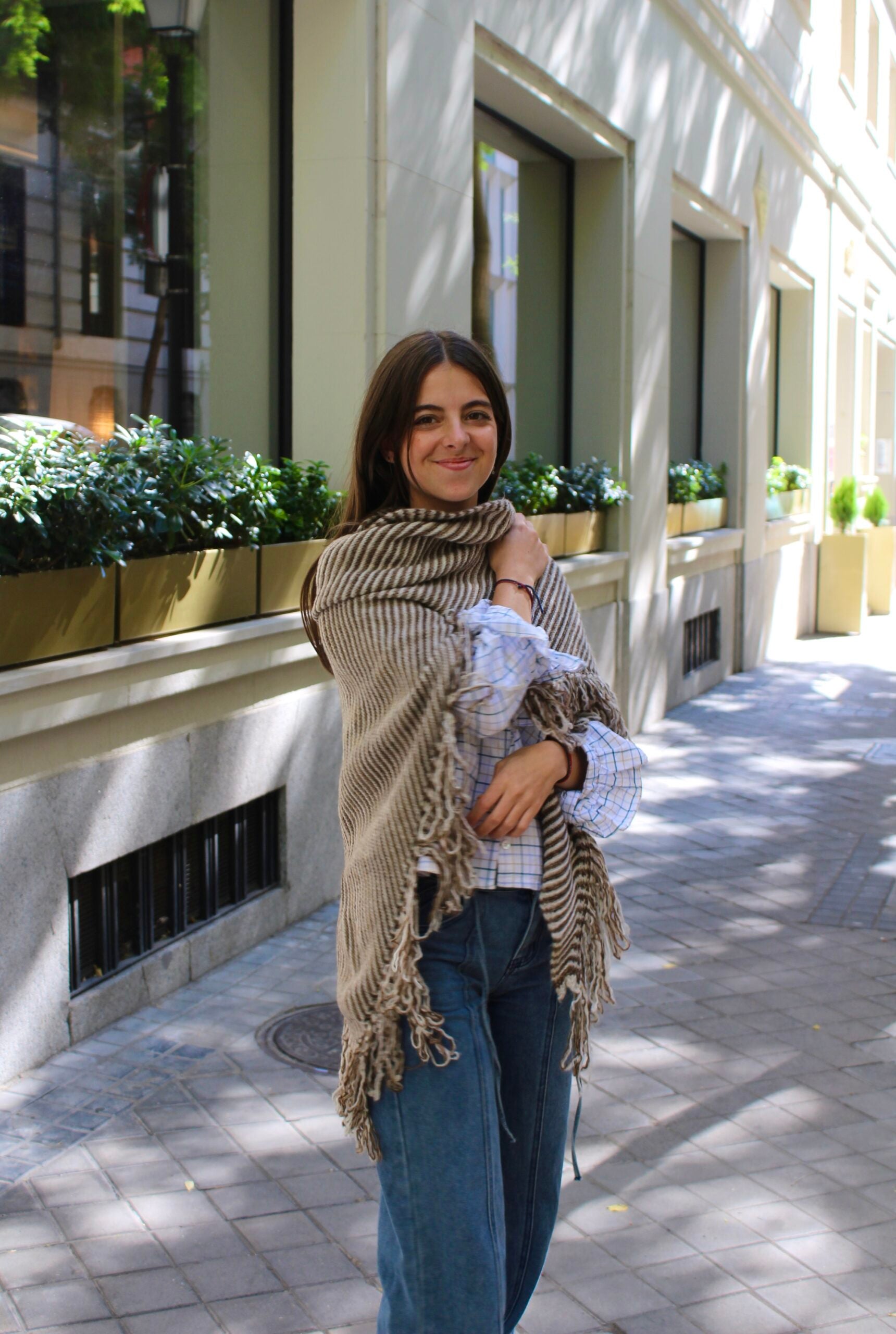 Chal de lana Balmoral - Beige y Marrón