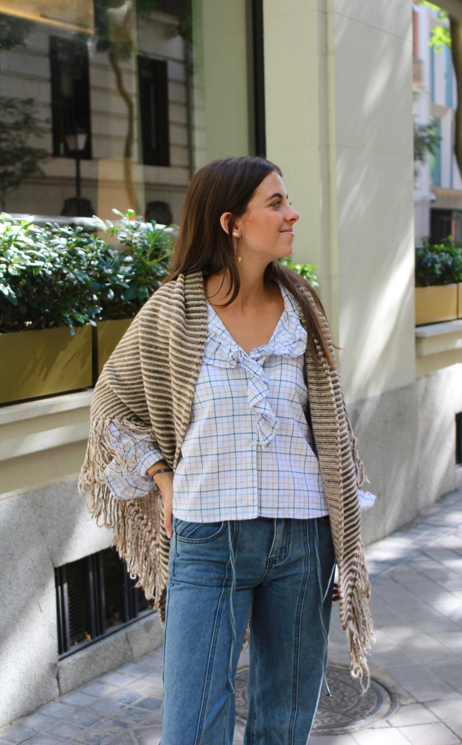 Chal de lana Balmoral - Beige y Marrón