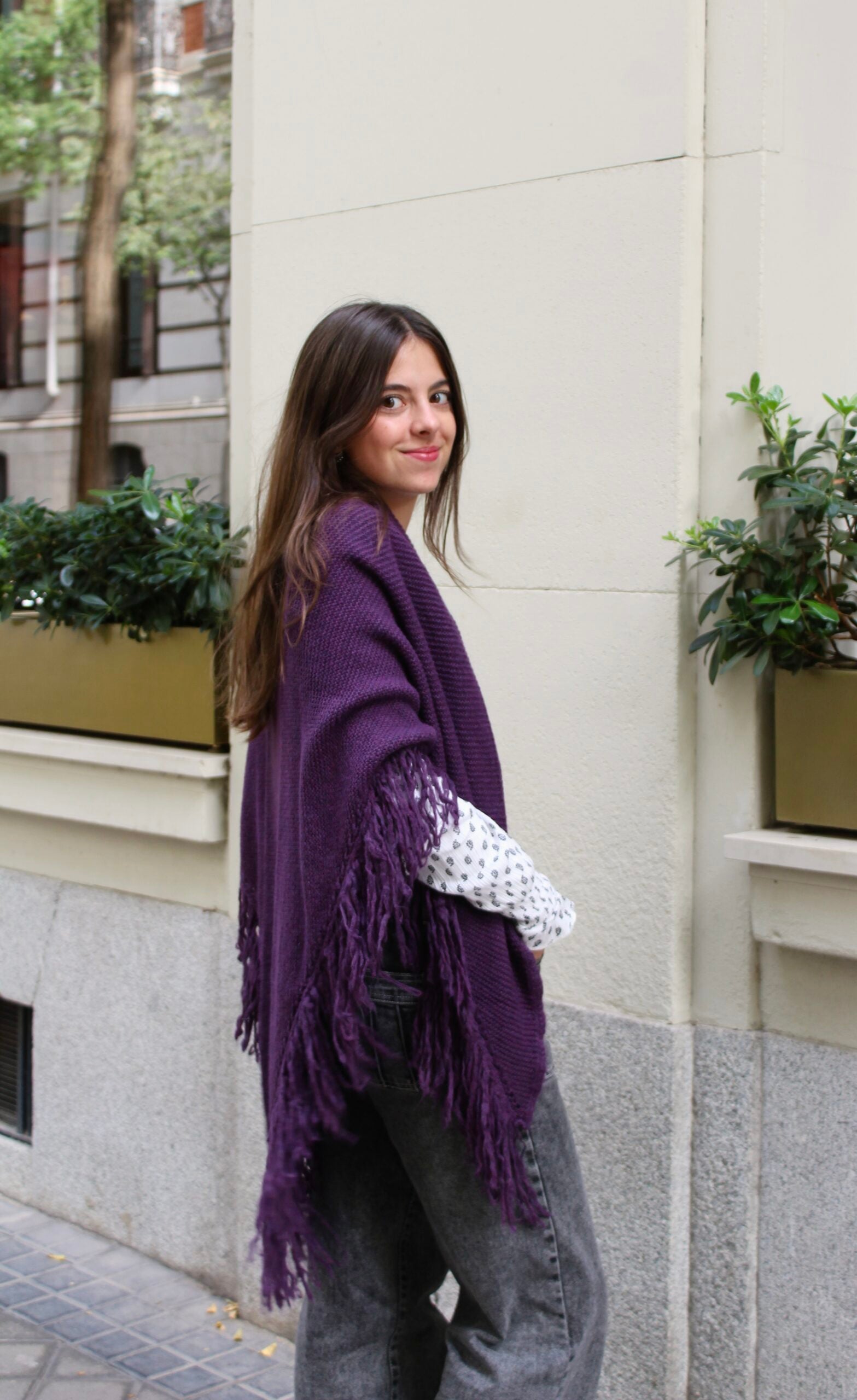 Chal de lana Balmoral - Morado Berenjena