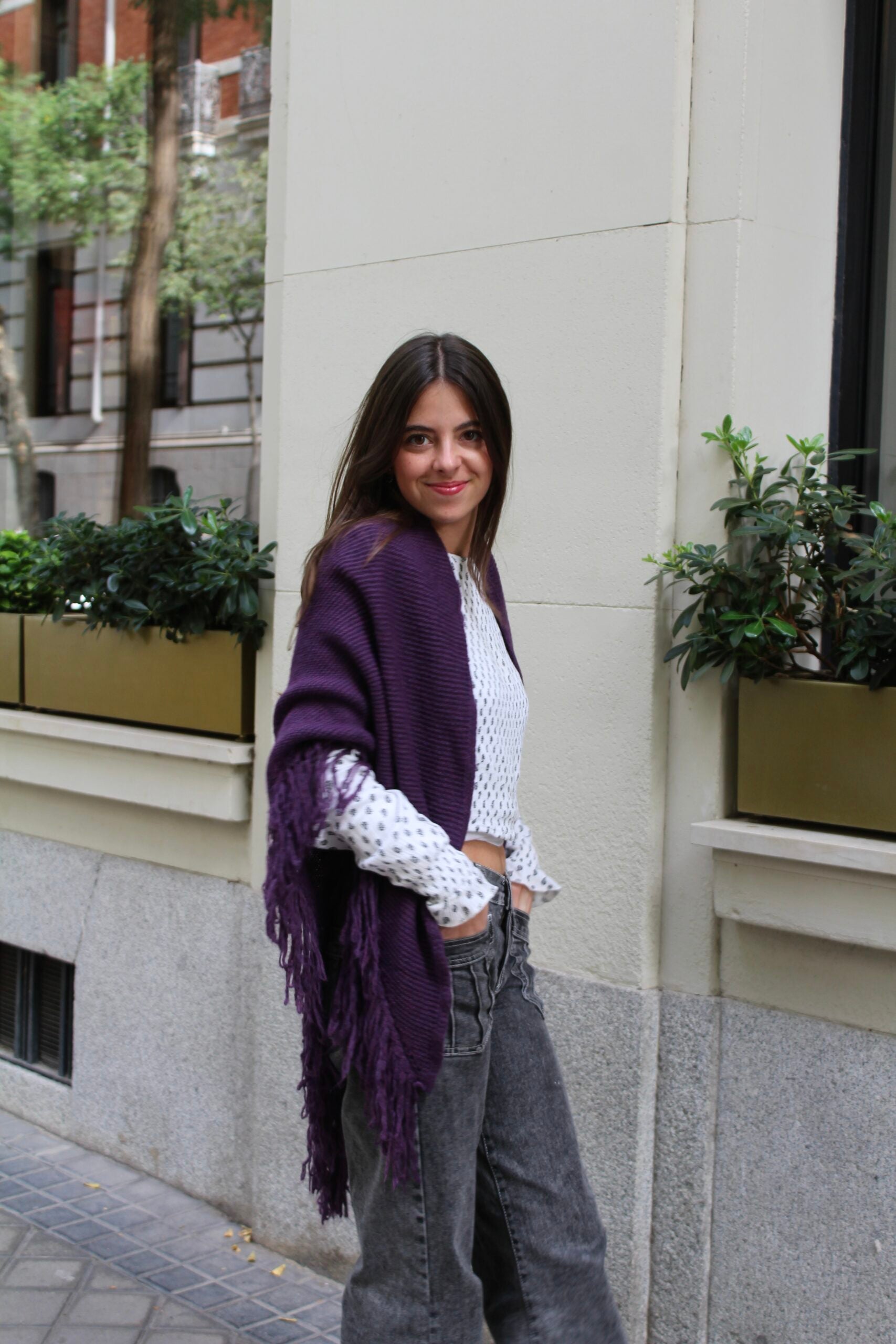 Chal de lana Balmoral - Morado Berenjena