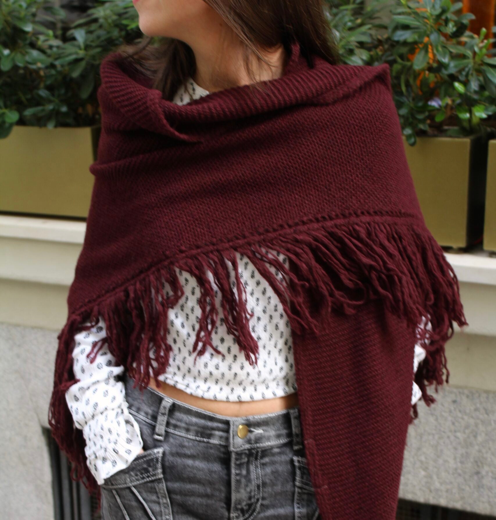 Chal de lana Balmoral - Burdeos