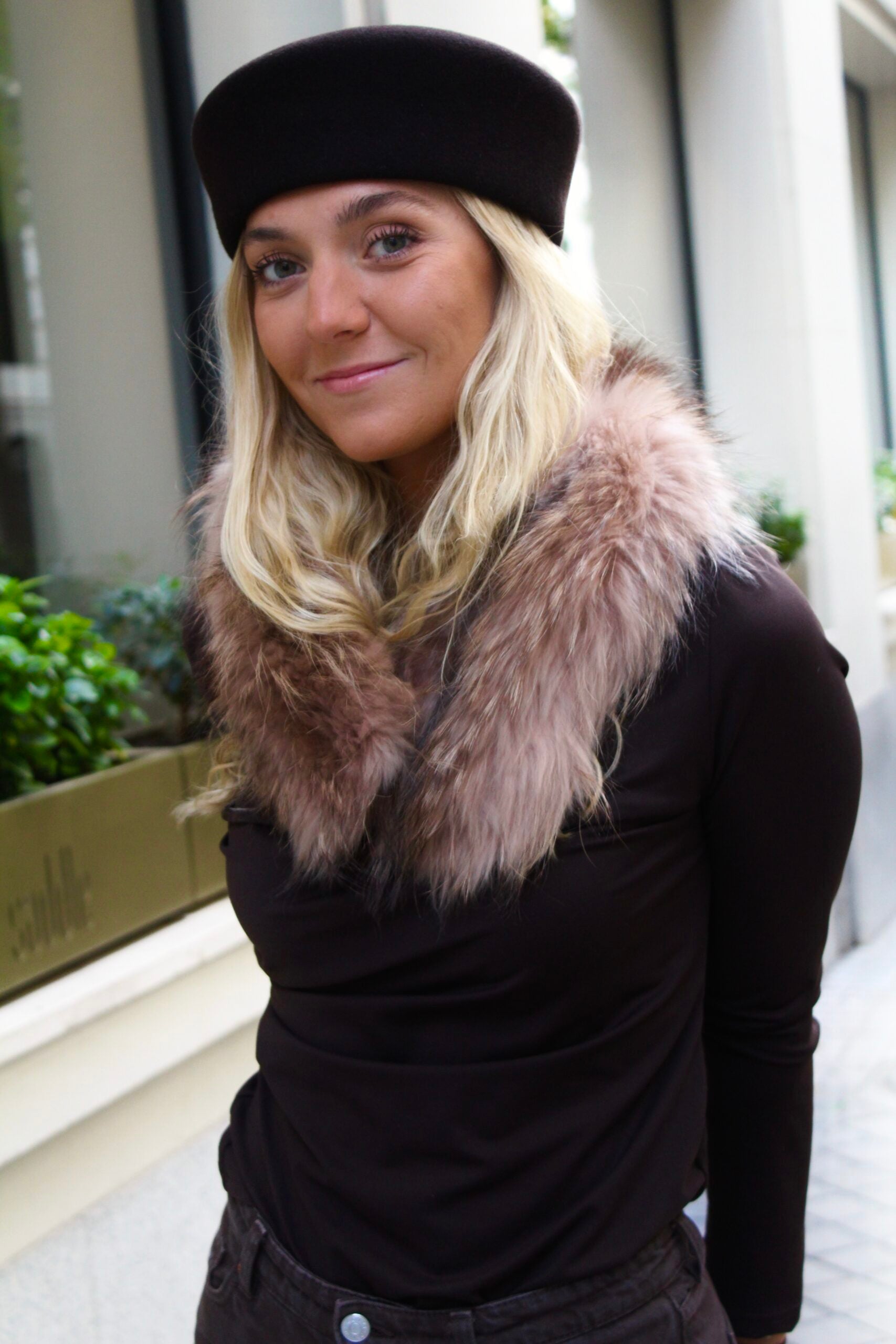 Cuello Verbier de pelo natural de Marmota 100% - Rosa