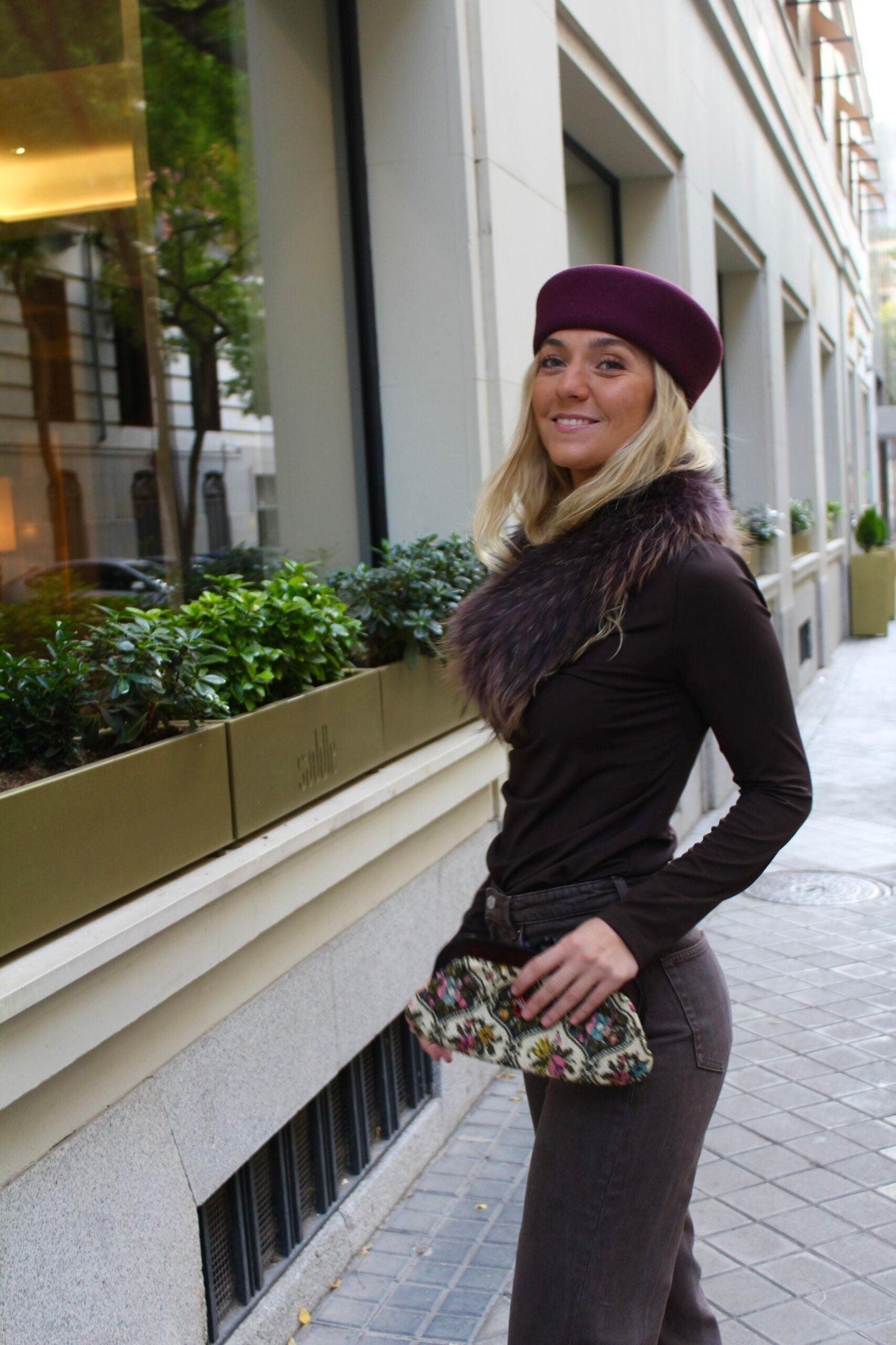 Cuello Aspen de pelo natural de Marmota 100% - Lila