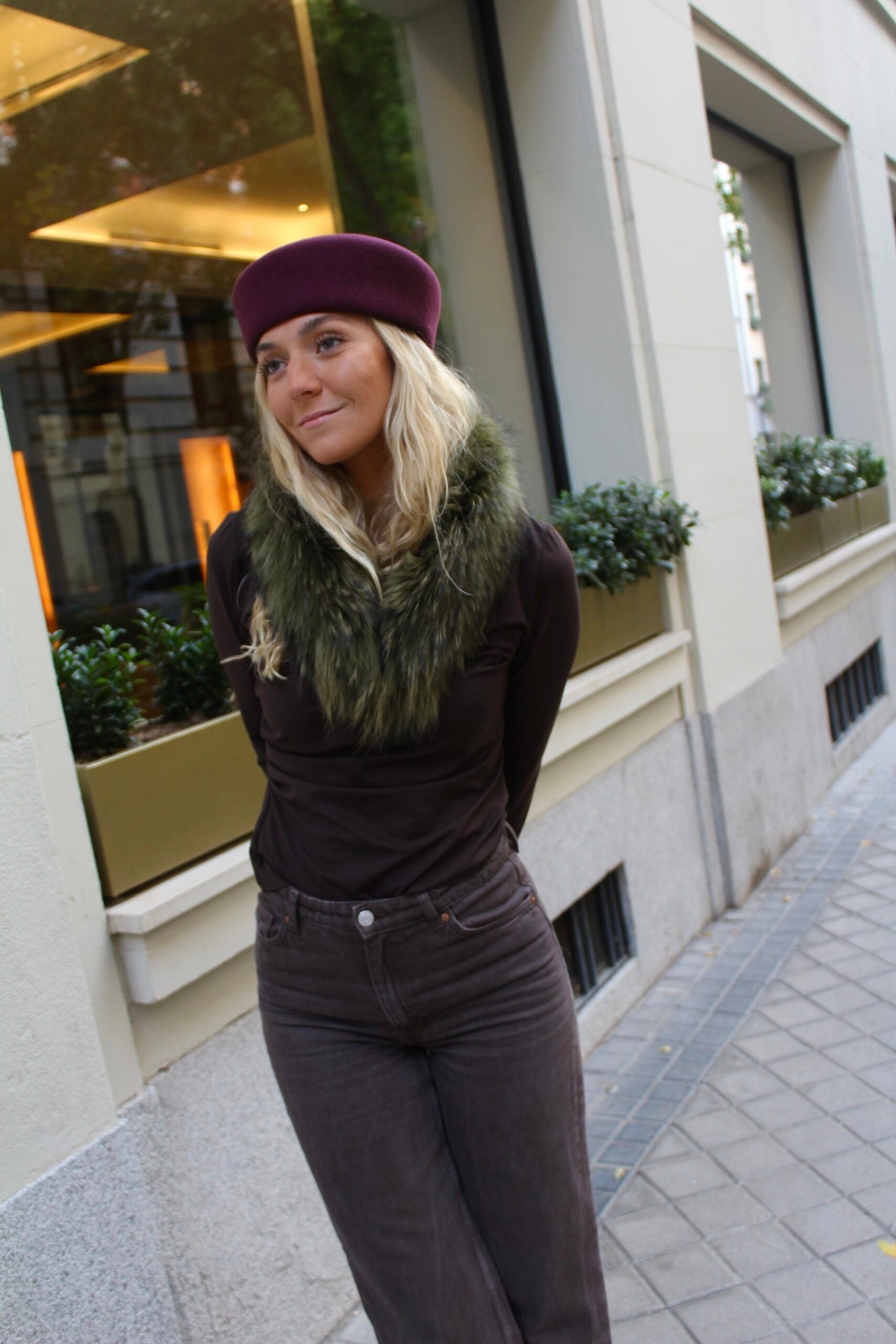 Cuello Verbier de pelo natural de Marmota 100% - Verde Musgo