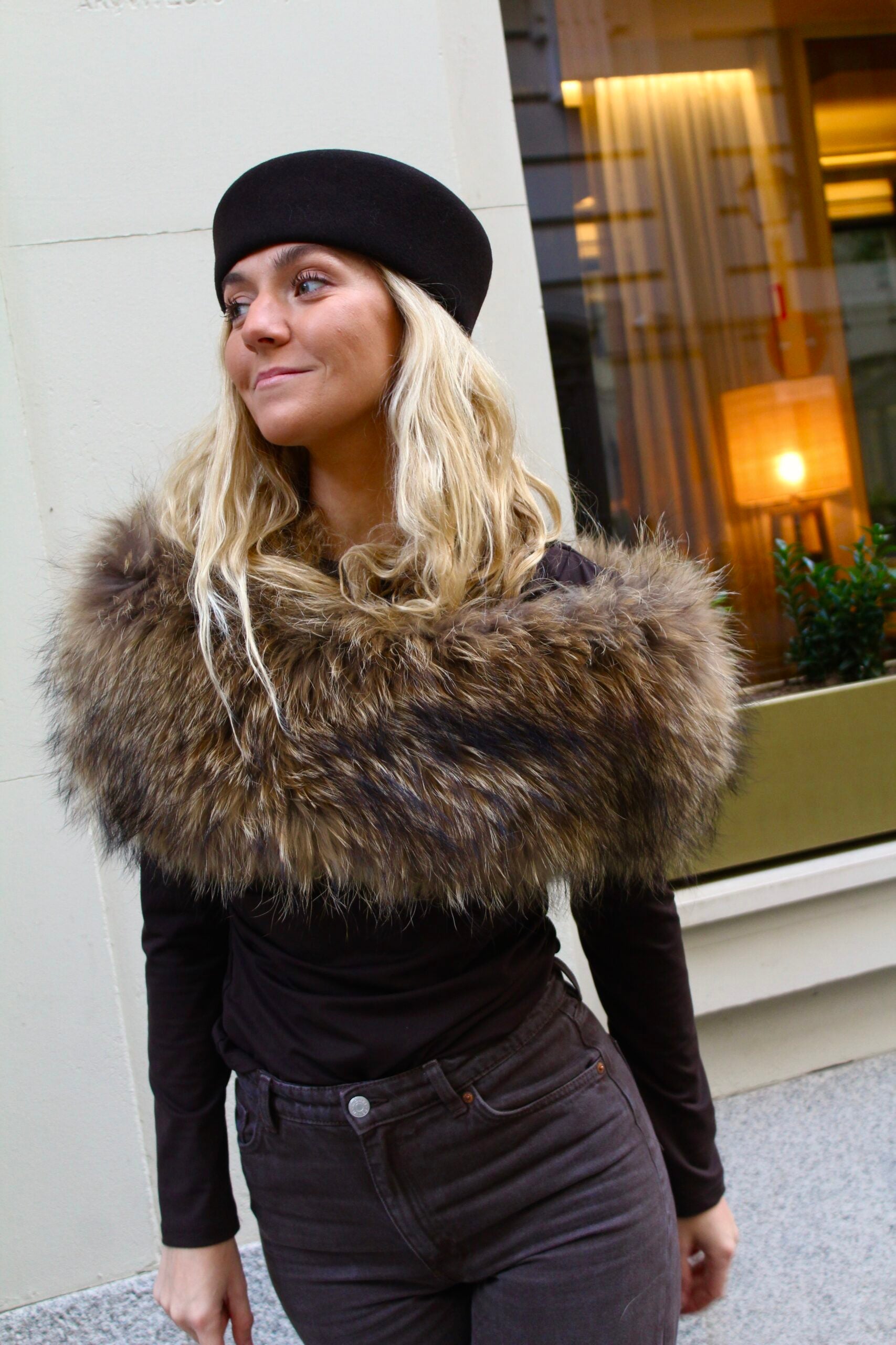 Estola de pelo natural de Marmota 100% - Natural