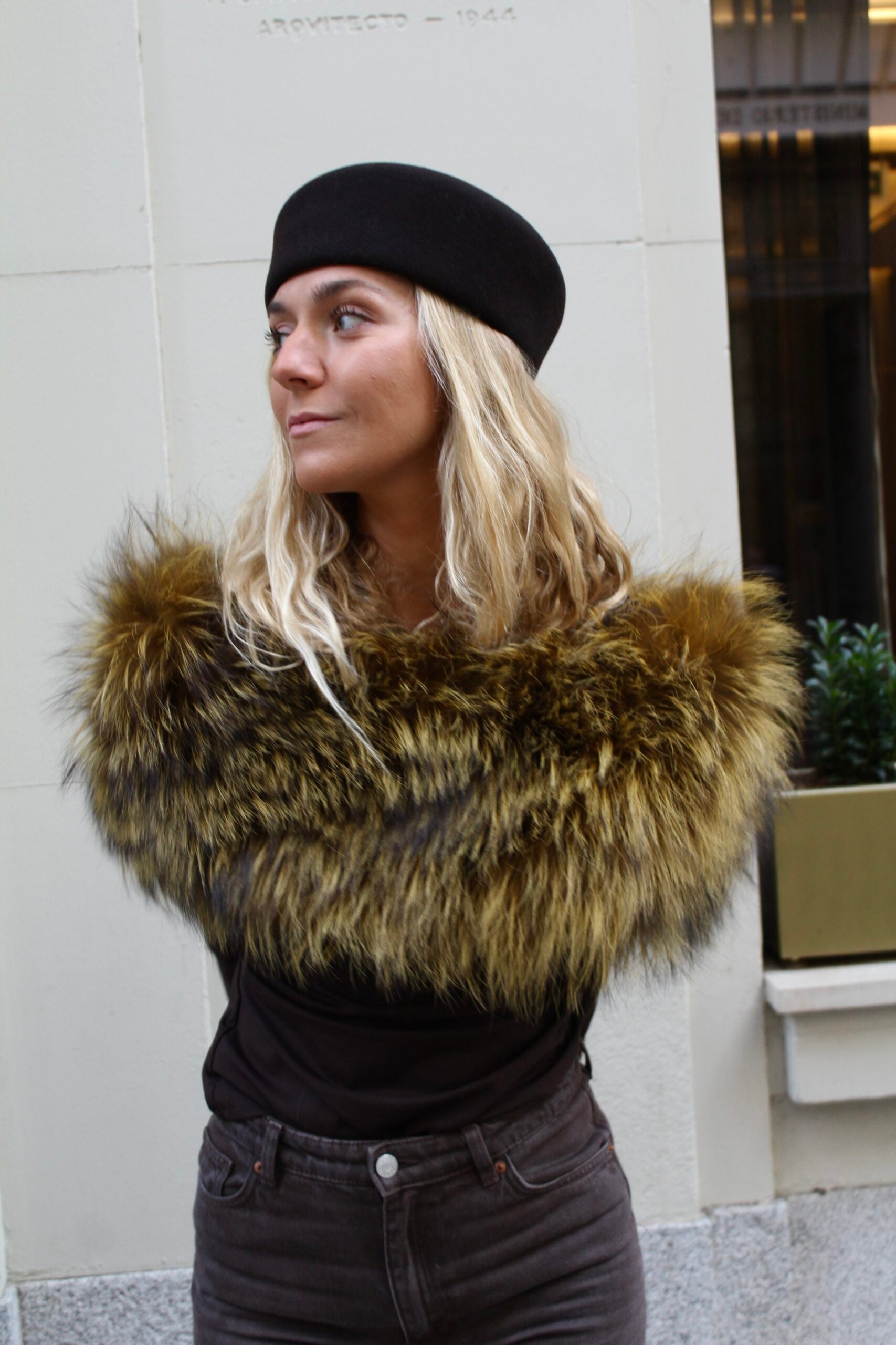 Estola de pelo natural de Zorro 100% - Mostaza