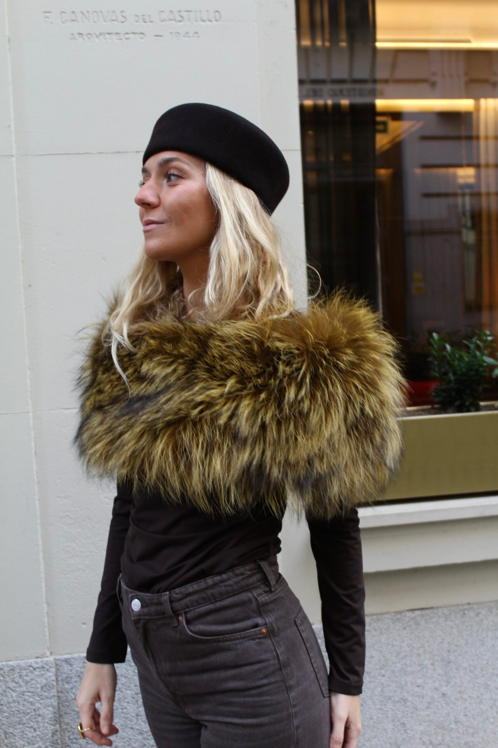 Estola de pelo natural de Zorro 100% - Mostaza