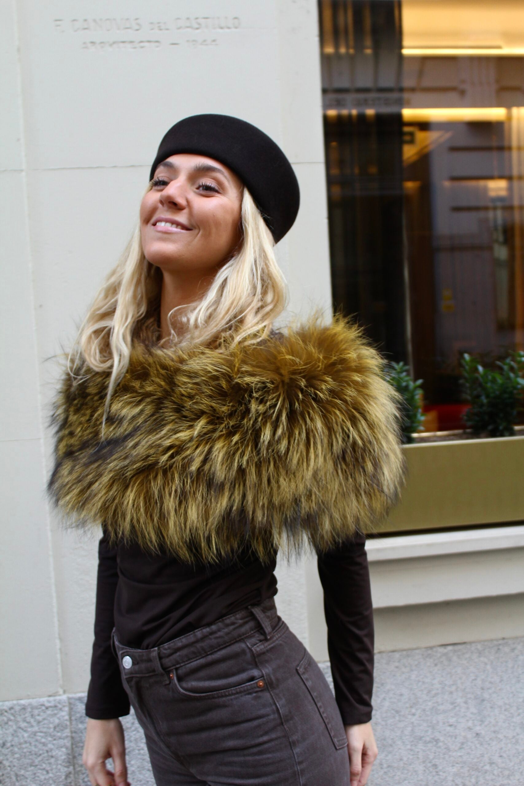 Estola de pelo natural de Zorro 100% - Mostaza