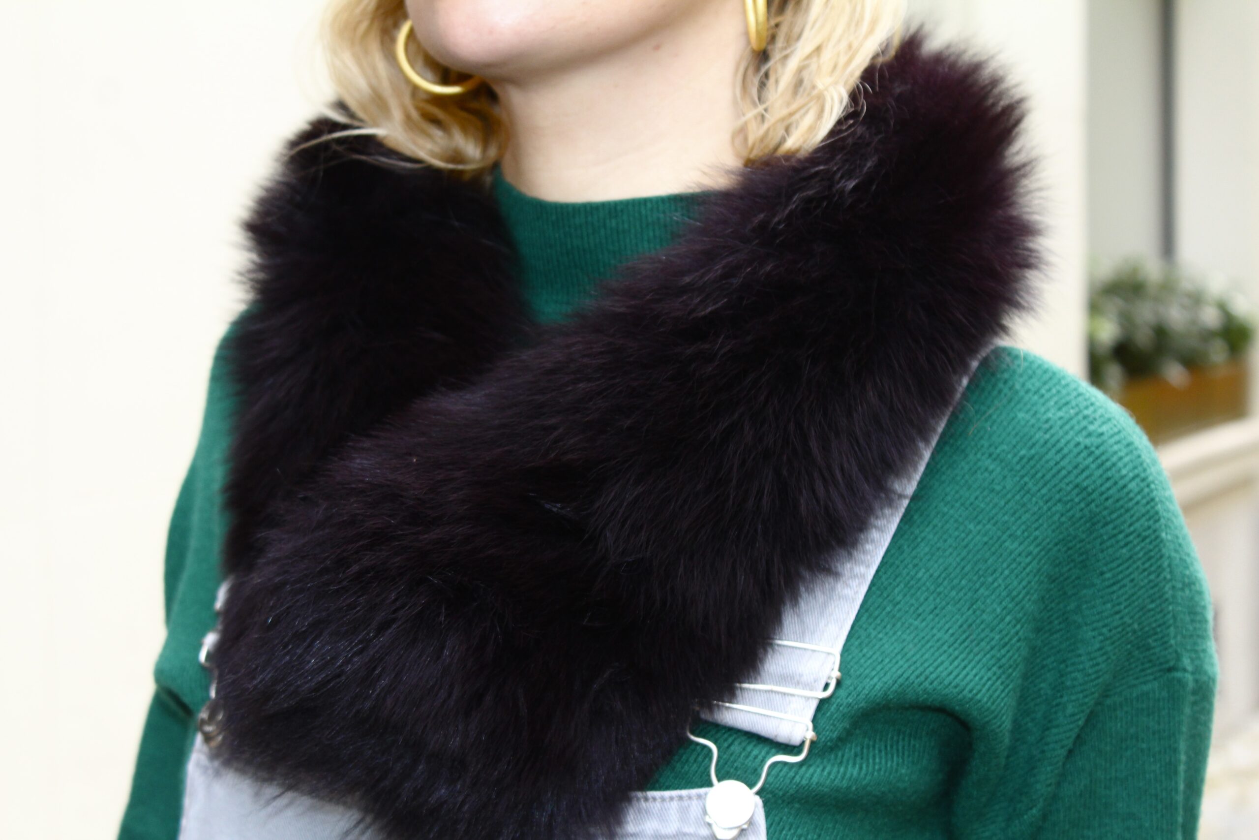 Cuello Verbier de pelo natural de Zorro 100% - Berenjena